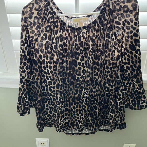 Michael Kors Black and Brown Animal Print Blouse - Picture 1 of 3